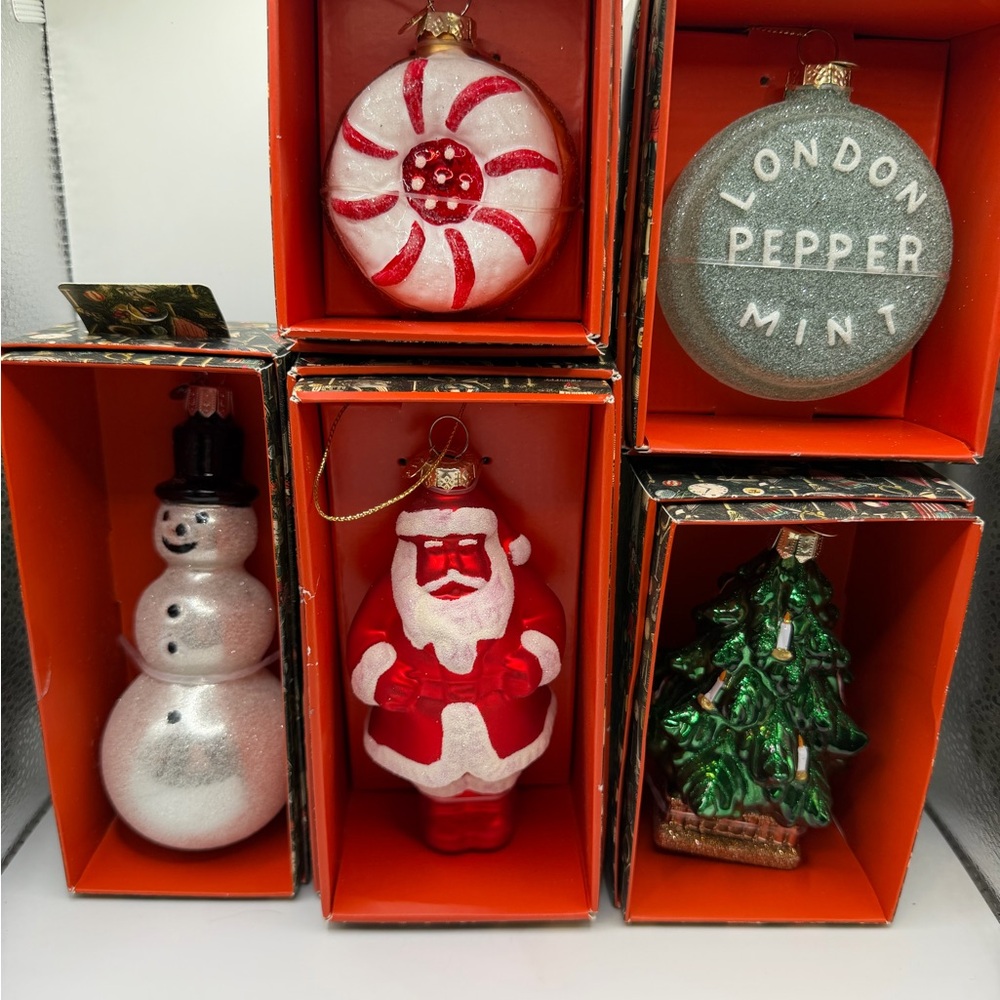 John Derian Festive Holiday Ornament Set - Red, Green, Silver